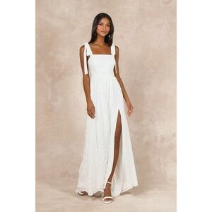 Lulus Radiant Romance White Lace Tie-strap Maxi Dress - Size S